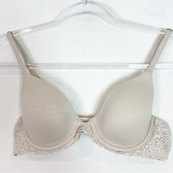 AERIE TAUPE REAL SUNNIE UNDERWIRE FULL COVERAGE BRA WITH STRETCH LACE WOMENS 32C - Picture 1 of 4